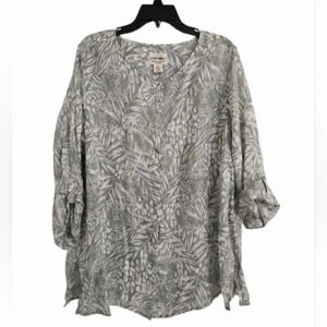 Taupe Floral Linen Tunic